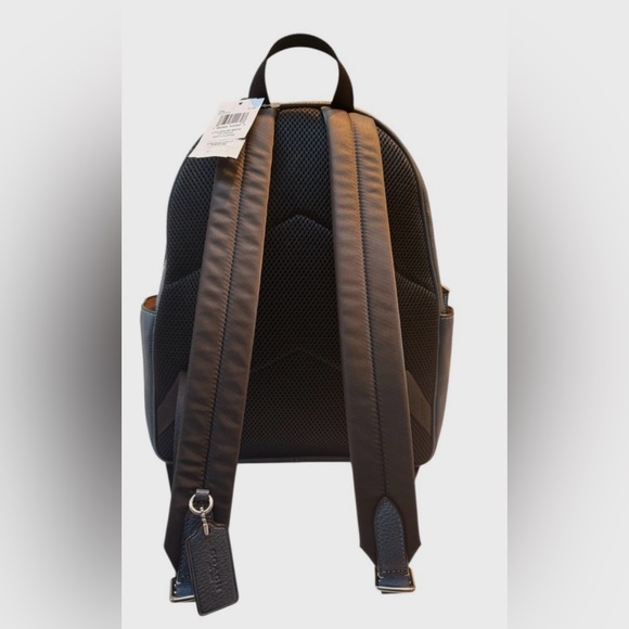 COACH NWT 5666 Court Denim Blue Silver Pebbled Leather Backpack HTF UNISEX - Picture 7 of 16